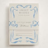"Vintage Bow" - Baby Shower Insert Cards in Baby Blues by Lehan Veenker - With Bellyband