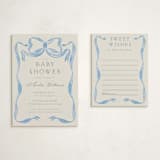 "Vintage Bow" - Baby Shower Insert Cards in Baby Blues by Lehan Veenker - With Invitation