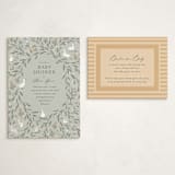 "Meadow Friends" - Baby Shower Insert Cards in Mint by Melissa Johnson - With Invitation