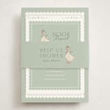 "Story Book Frame" - Baby Shower Insert Cards in Sage by Kristen Smith - With Bellyband