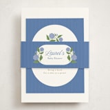 "Hydrangea Pram" - Baby Shower Insert Cards in Sky by Cindy Reynolds - With Bellyband