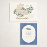 "Hydrangea Pram" - Baby Shower Insert Cards in Sky by Cindy Reynolds - With Invitation