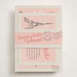 "Paris Postcard" - Baby Shower Insert Cards in Petal by Karidy Walker - With Bellyband