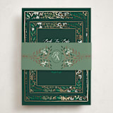 "Illuminated Storybook" - Baby Shower Insert Cards in Evergreen by Alethea and Ruth - With Bellyband