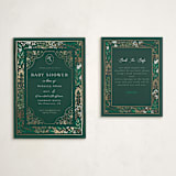 "Illuminated Storybook" - Baby Shower Insert Cards in Evergreen by Alethea and Ruth - With Invitation