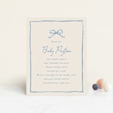 "ribbon bow drawing" - Baby Shower Insert Cards in Dusty Blue by Cass Loh - Front