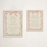 "Ribbon Stripe Holiday" - Baby Shower Insert Cards in Eggnog by Chris Griffith - With Invitation