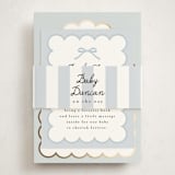 "Scallop & Little Bow" - Baby Shower Insert Cards in Sky by Maria Alou - With Bellyband