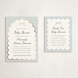 "Scallop & Little Bow" - Baby Shower Insert Cards in Sky by Maria Alou - With Invitation