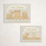 "Choo Choo Train" - Baby Shower Insert Cards in Slate by Adelyn T. - With Invitation