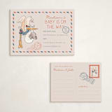 "Disney's Dumbo Stork Baby on the Way" - Baby Shower Insert Cards in Navy by Claudia Orengo - With Invitation
