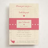 "Build a Library" - Baby Shower Insert Cards in Peony by Ilene Guy - With Bellyband