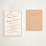 "Stork Party" - Baby Shower Insert Cards in Tangerine by Zani van Zyl - With Invitation