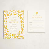 "Hummingbird Garden" - Baby Shower Insert Cards in Saffron by Eve Schultz - With Invitation