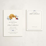"Bonjour" - Baby Shower Insert Cards in Blueberry by Kate Ahn - With Invitation