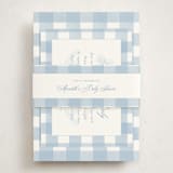 "Classic Gingham" - Baby Shower Insert Cards in Sky by Melinda Denison - With Bellyband