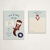 "Sip & Sea" - Baby Shower Insert Cards in Sea by Gwen Bedat - With Invitation