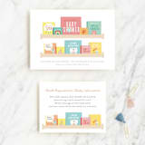 "Modern Book Shelf" - Baby Shower Insert Cards in Brights by Itsy Belle Studio - With Invitation