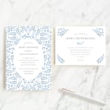 "Foxy Baby Shower" - Baby Shower Insert Cards in Denim by Hallie Fischer - With Invitation