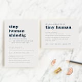 "Tiny Human" - Baby Shower Insert Cards in Whale by Corinne Malesic - With Invitation