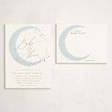 "Simple Moon" - Baby Shower Insert Cards in Mist by Everett Paper Goods - With Invitation
