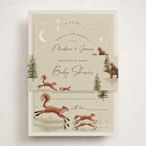 "Forest Adventure" - Baby Shower Insert Cards in Olive by Elly - With Bellyband