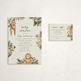 "Jungle Animals" - Baby Shower Mini Insert Cards in Moss by Joanna Griffin - With Invitation
