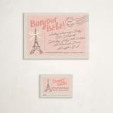 "Paris Postcard" - Baby Shower Mini Insert Cards in Petal by Karidy Walker - With Invitation