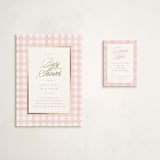 "Classic Gingham" - Baby Shower Mini Insert Cards in Cotton Candy by Creo Study - With Invitation