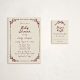 "Bow Corners" - Baby Shower Mini Insert Cards in Rosewood by Cass Loh - With Invitation