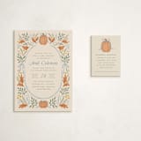 "Pumpkins + Bows" - Baby Shower Mini Insert Cards in Cornflower by Laura Hankins - With Invitation