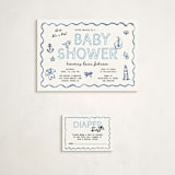 "Nautical doodles" - Baby Shower Mini Insert Cards in Denim by Cass Loh - With Invitation