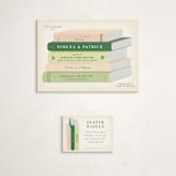 "Book Stack" - Baby Shower Mini Insert Cards in Blush by Palm Bridal - With Invitation