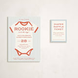 "Rookie Season" - Baby Shower Mini Insert Cards in Cherry by Paper Raven Co. - With Invitation