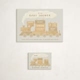 "Choo Choo Train" - Baby Shower Mini Insert Cards in Slate by Adelyn T. - With Invitation