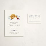 "Bonjour" - Baby Shower Mini Insert Cards in Blueberry by Kate Ahn - With Invitation