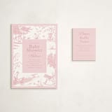 "Baby Toile" - Baby Shower Mini Insert Cards in Blush by Teju Reval - With Invitation
