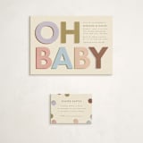 "block letters" - Baby Shower Mini Insert Cards in Muted by Ellen Schlegelmilch - With Invitation
