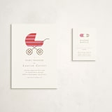 "Striped Baby Buggy" - Baby Shower Mini Insert Cards in Rose by mo kelley - With Invitation