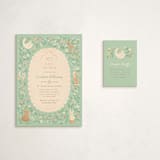 "Garden animals" - Baby Shower Mini Insert Cards in Mint by Jennifer Wick - With Invitation