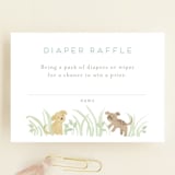 "Little pups" - Baby Shower Mini Insert Cards in Mint by Jennifer Wick - Front