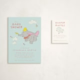 "Disney's Baby Dumbo" - Baby Shower Mini Insert Cards in Baby Blue by Kanika Mathur - With Invitation