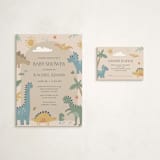 "Baby Dino" - Baby Shower Mini Insert Cards in Tan by Britt - With Invitation