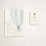"Hot Air Balloon Bear" - Baby Shower Mini Insert Cards in Blue Berry by Teju Reval - With Invitation