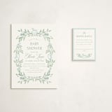 "Baby Shower Wreath" - Baby Shower Mini Insert Cards in Celeste by Melinda Denison - With Invitation