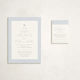 "Gingham Rockinghorse" - Baby Shower Mini Insert Cards in Baby Blue by Olivia Raufman - With Invitation