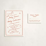 "Stork Party" - Baby Shower Mini Insert Cards in Tangerine by Zani van Zyl - With Invitation