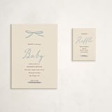 "Baby Bow" - Baby Shower Mini Insert Cards in Denim by Ani Somi - With Invitation