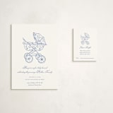 "Baby pram" - Baby Shower Mini Insert Cards in Navy by Huefete - With Invitation