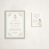 "Story Book Frame" - Baby Shower Mini Insert Cards in Sage by Kristen Smith - With Invitation